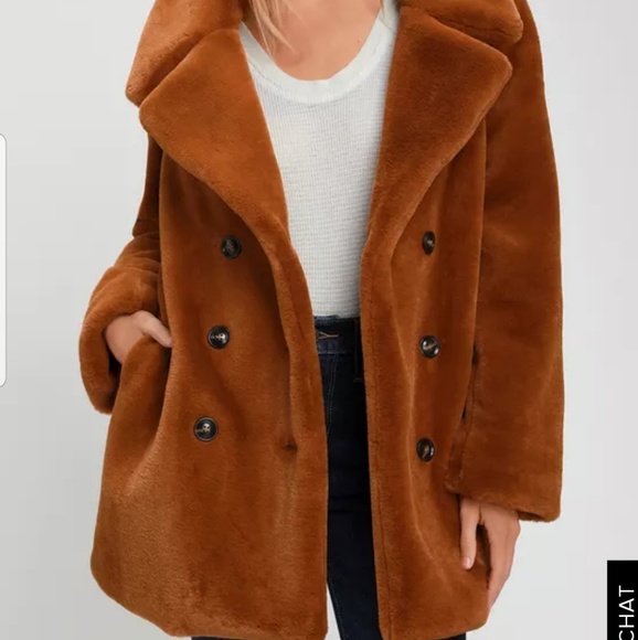 Lulus Jackets & Blazers - Lulu's nwt brown faux fur double breasted coat